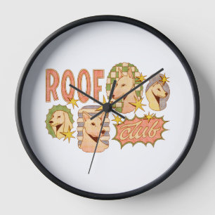 Horloge Illustrations de club de toit / chien