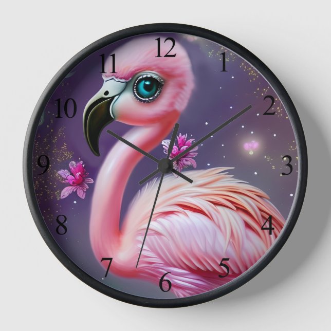 Horloge Imaginaire Cute Kawaii bébé flamingo (Recto)