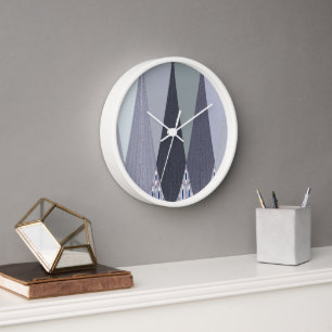 Horloge Impression d'art à points Chevron Gris Cendré