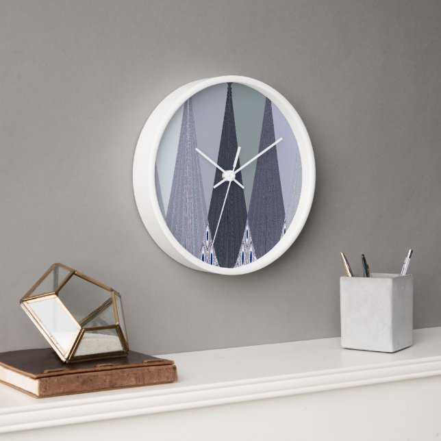 Horloge Impression d'art à points Chevron Gris Cendré (Bureau)
