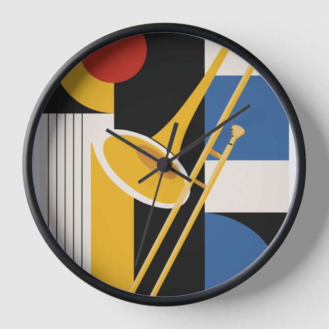 Horloge Impression de trombone Bauhaus, musique moderne du (Recto)