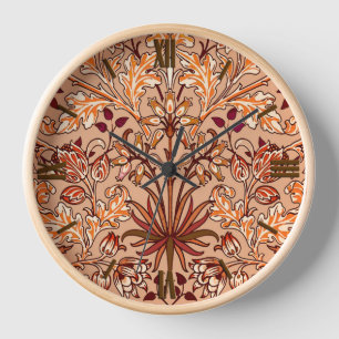 Horloge Impression Hyacinthe William Morris, brun et beige