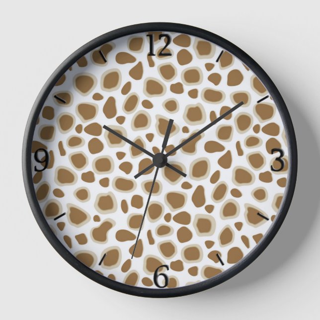 Horloge Impression léopard - Brun taupe et blanc (Recto)