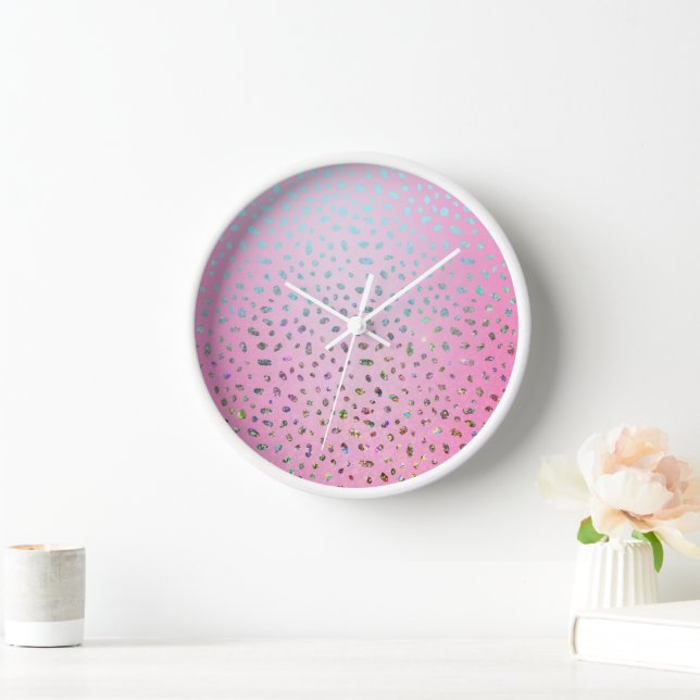 Horloge Imprimé Guépard Rose Pailleté (Maison)