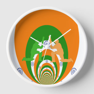 Horloge Inde Cricket Spirit Design abstrait
