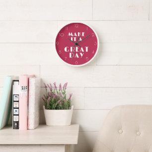Horloge Inspirationnel rose EN FAIT UN GRAND JOUR Moderne