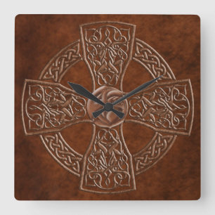 Horloge irlandaise celte en cuir Faux