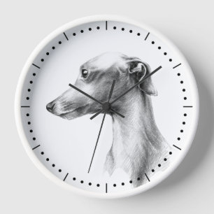 Horloge Italien Greyhound Whippet portrait de chien dessin