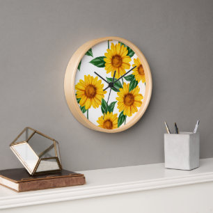 Horloge Jardin Tournesol Éclatant - Décoration Florale Fra