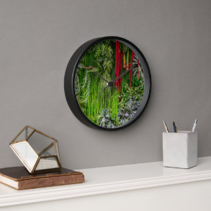 Horloge Jardin Vertical Tropical Motif de Mousse et de Feu