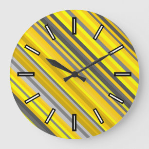 Horloge jaune et grise de motif de rayures