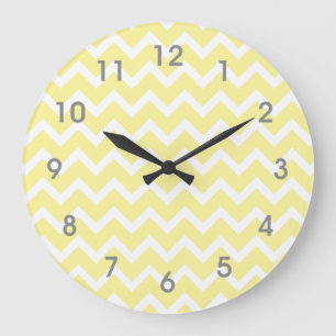 Horloge jaune moderne Chevron blanc - chiffres gri