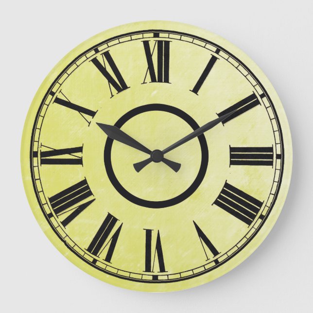 Horloge Jaune Patiné effet chiffres romains (Recto)