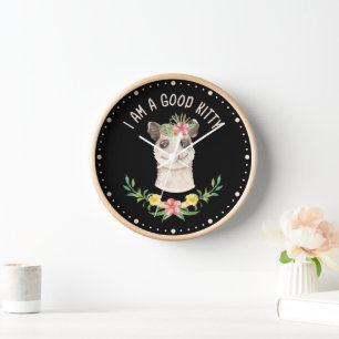 Horloge Je suis un bon Kitty drôle mignon Possum Lover cad
