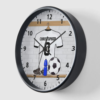 Horloge Jersey de football noir blanc personnalisé