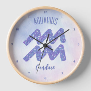Horloge Joli Aquarius Astrologie Signal Personnalisé Viole