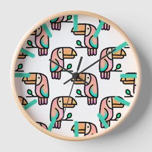 Horloge joli cadeau d'animal de toucan tropical mignon pou