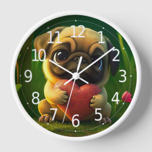 Horloge Joli Carlin coloré Chien Chien Chien tenant un coe