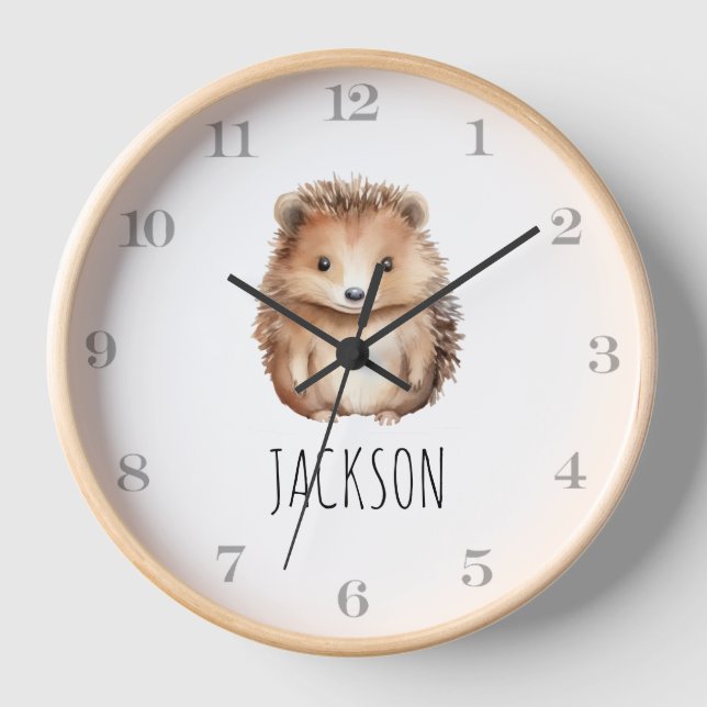Horloge Joli Hérisson ! monogramme personnalisé (Recto)
