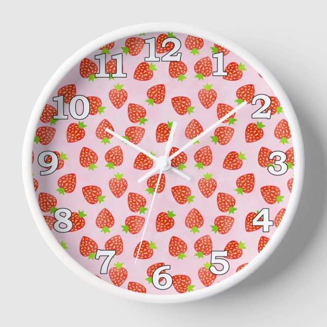 Horloge Joli Motif de fruits à la crème de fraise (Recto)