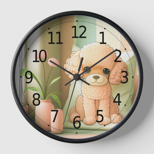 Horloge Joli Poodé Chien Chien Chien Chien Chiot Artwork | (Recto)