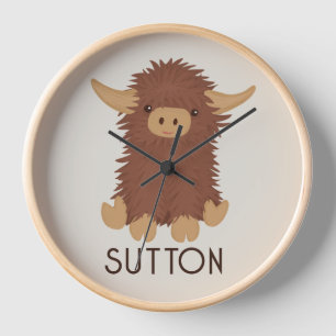 Horloge Joli, shaggy Highland vache conception personnalis