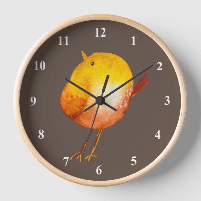 Horloge Jolie aquarelle d'oiseau jaune (Recto)