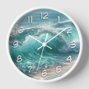 Horloge Jolie vague bleue avec étincelles
