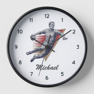 Horloge Joueur de handball moderne tendance personnalisée