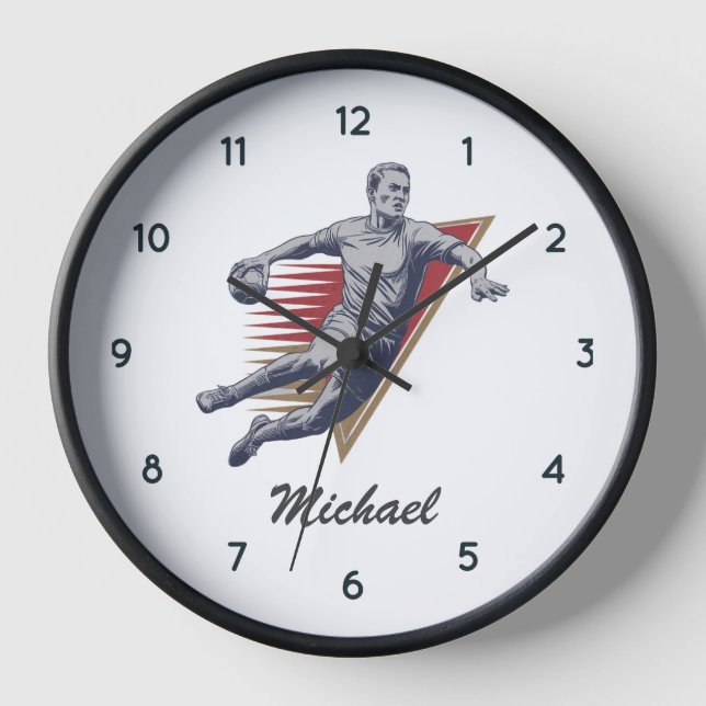 Horloge Joueur de handball moderne tendance personnalisée (Recto)