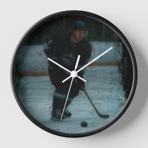 Horloge Joueur de hockey sur glace se réchauffer