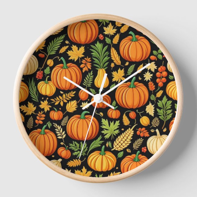 Horloge Jour de la récolte des Motifs citrouilles Automne (Recto)
