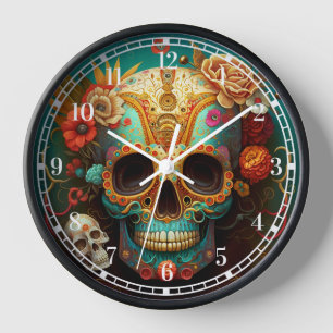 Horloge Jour Du Crâne Sucre Des Morts