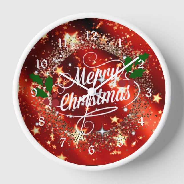 Horloge Joyeux Christmans, parties scintillant et brillanc (Recto)