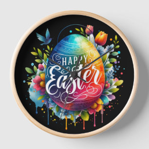 Horloge Joyeux Pâques : Vibrant Oeuf de Pâques