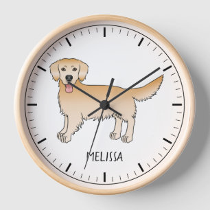 Horloge Joyeux Yellow Golden Retriever mignon chien avec u