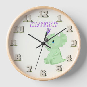 Horloge Jurassic Dinosaur Baby Stoneage Named Wall Clock