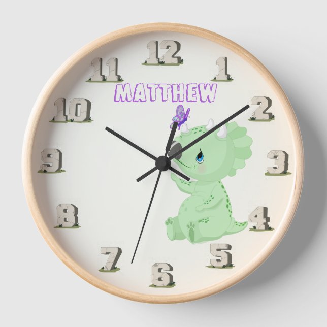 Horloge Jurassic Dinosaur Baby Stoneage Named Wall Clock (Recto)