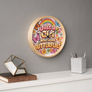 Horloge Juste une Fille qui Aime les Papillons – Joli Flor