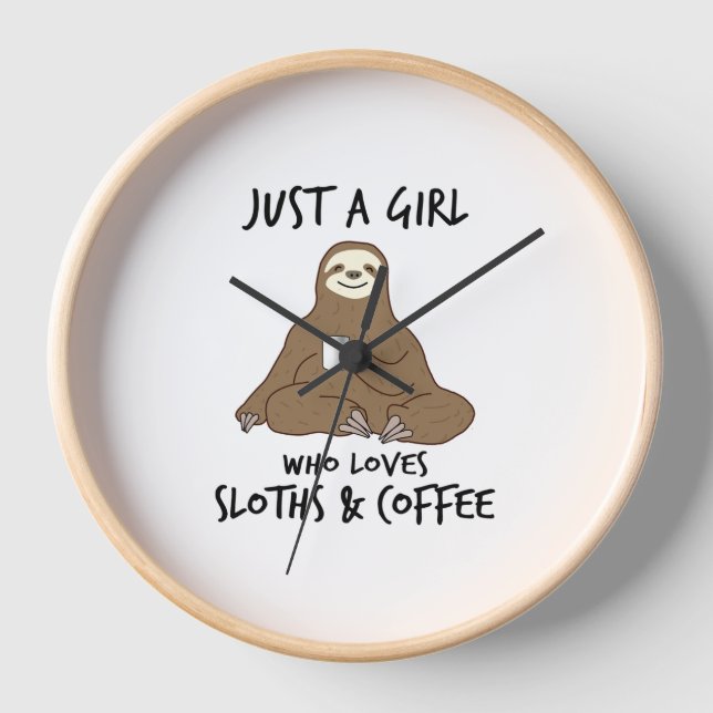 Horloge Juste une fille qui aime Sloths Coffee (Recto)