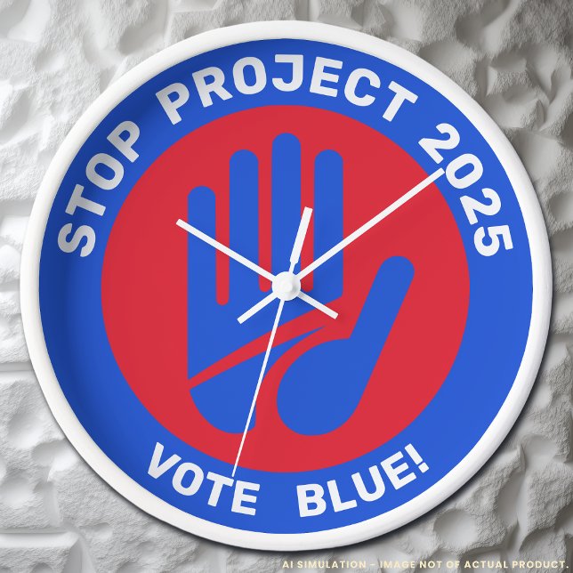Horloge Kamala Harris Tim Walz Vote Blue Stop Project 2025 (Créateur téléchargé)