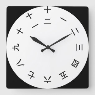 Horloge Kanji Clock 1-12 (rotated)