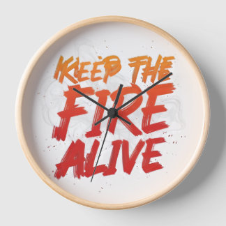 Horloge Keep the Fire Alive Wall Clock, 10" Round Natural 