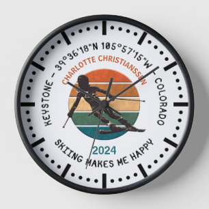 Horloge Keystone, Colorado - Skieuse, Texte noir