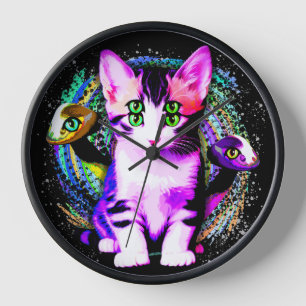Horloge Kitty Chat Psychique Esthétique Caractère
