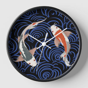 Horloge koi orange et blanc d'inspiration japonaise