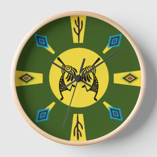 Horloge Kokopelli Soleil Amérindien du Sud-Ouest