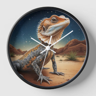 Horloge La scène sauvage de Lizard à cou cassé
