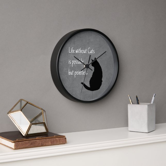 Horloge La vie sans chats est possible mais sans 😸 (Bureau)