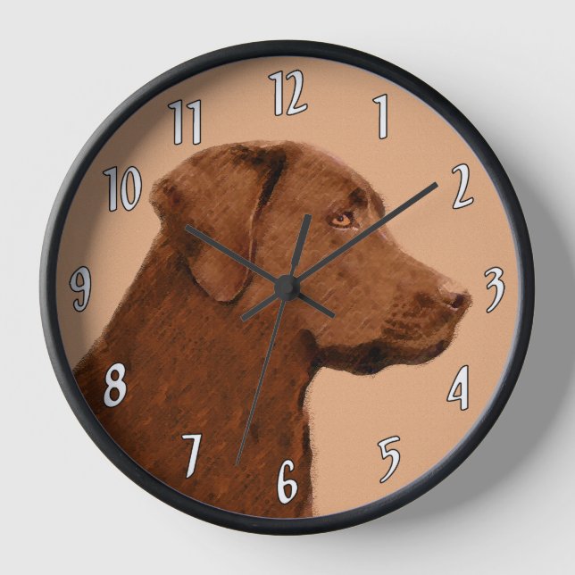 Horloge Labrador Retriever (Chocolat) Peinture - Chien Art (Recto)